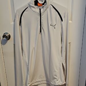 Puma White and Black Half-Zip Pullover
